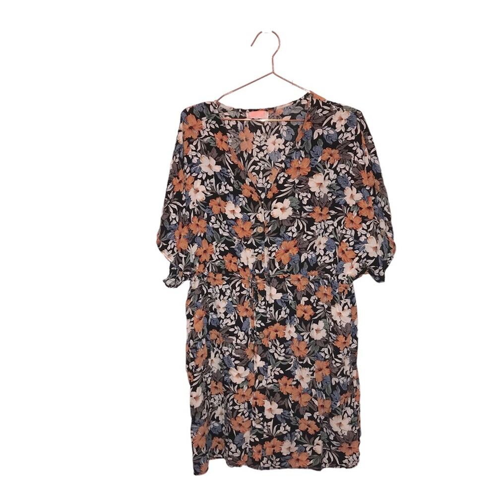 CDM floral button front tie at waist Summer Dress, Size Medium